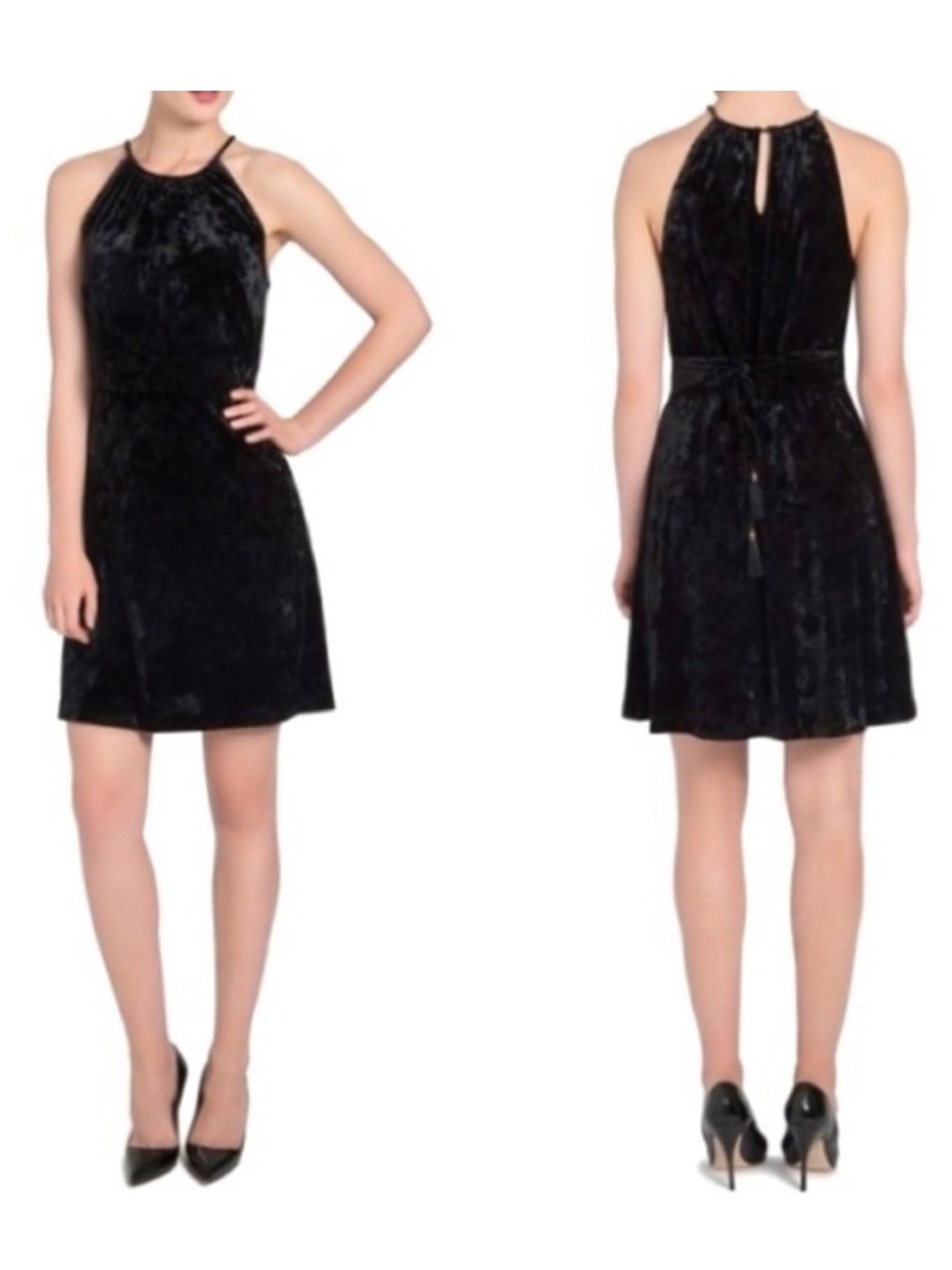 Lysse Willa Crushed Velvet Dress Women’s Size L Trapeze Tassel Tie Mini Cocktail
